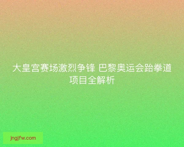 大皇宫赛场激烈争锋 巴黎奥运会跆拳道项目全解析